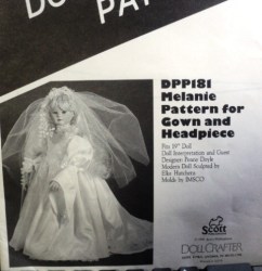 181 19'' MELANIE DOLL BRIDE GOWN,HEADPIECE POISSOT PATTERN